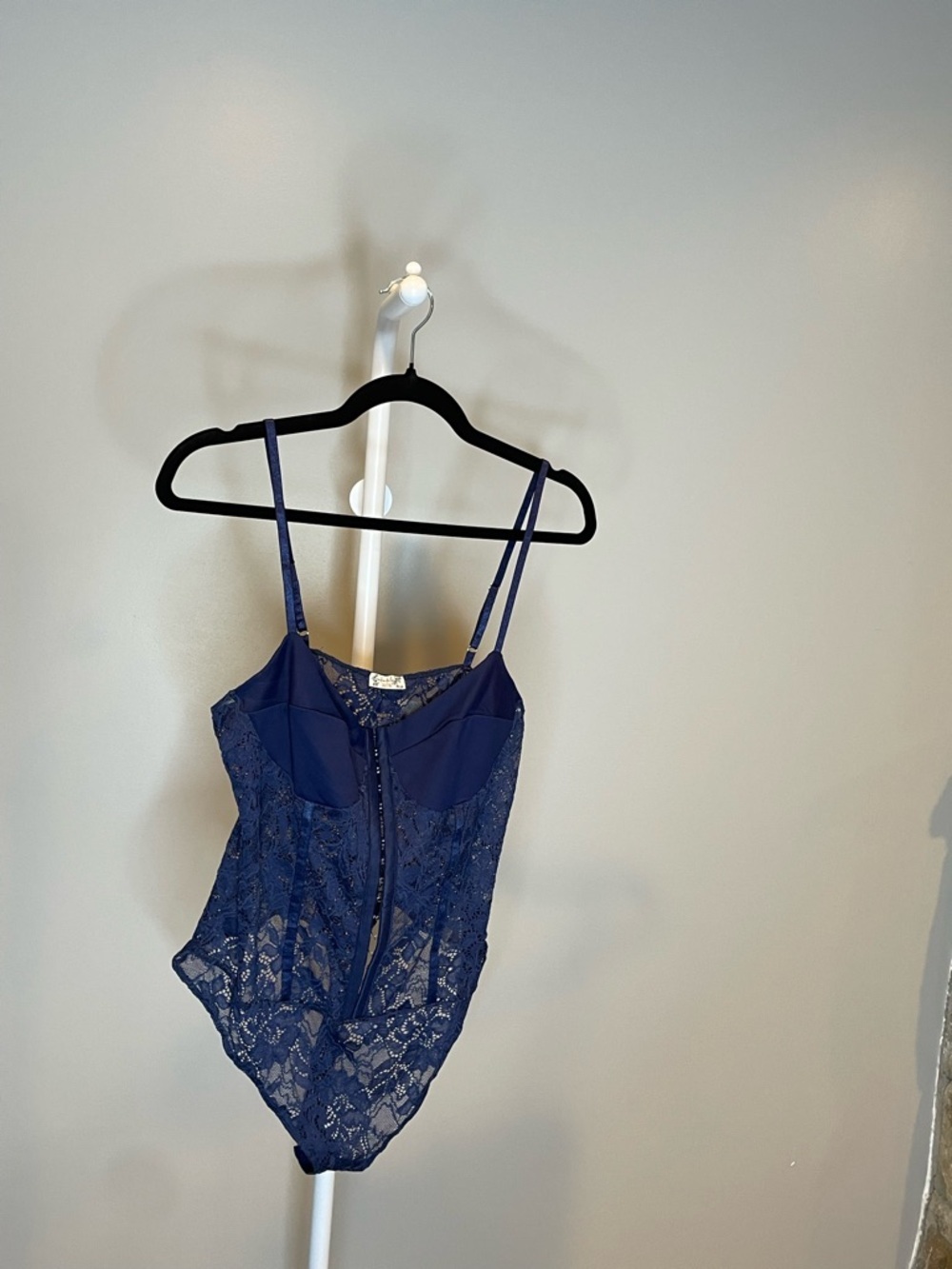 Intimately by Free People Navy Lace Corset-Style Bodysuit